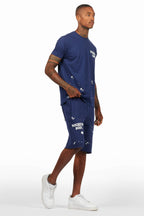 Raffer Navy T-Shirt/Raw Edge Short Set