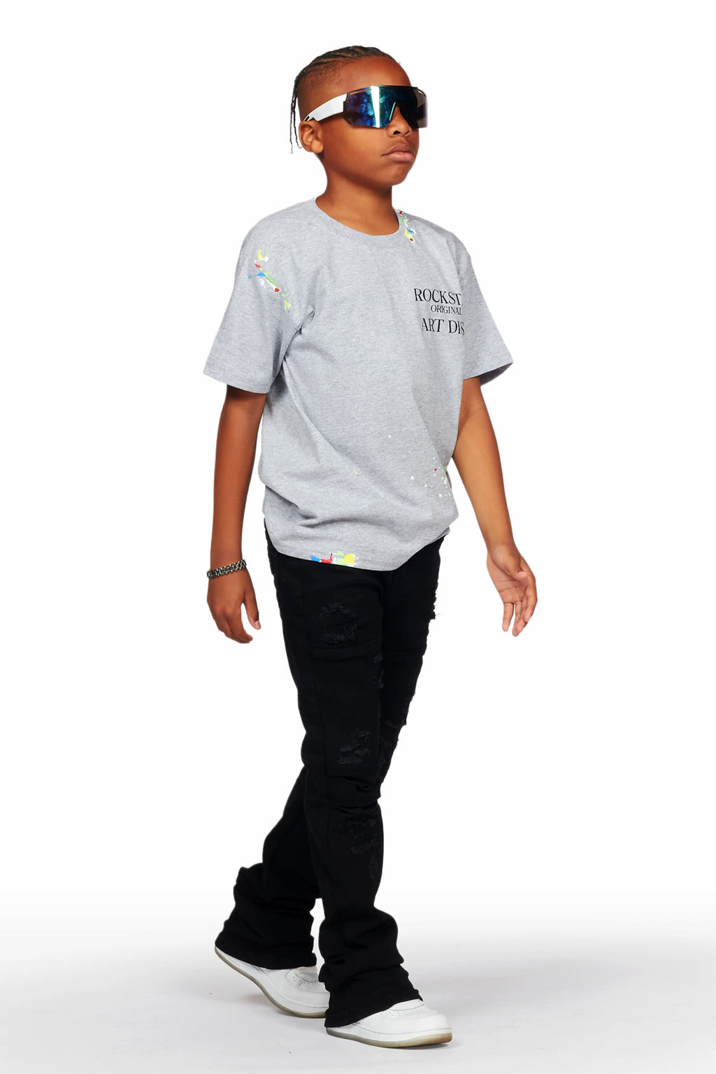 Boys Wald Jet Black Stacked Flare Jean
