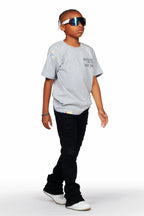 Boys Wald Jet Black Stacked Flare Jean