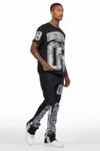 Fields Black/White T-Shirt/Stacked Flare Track Set