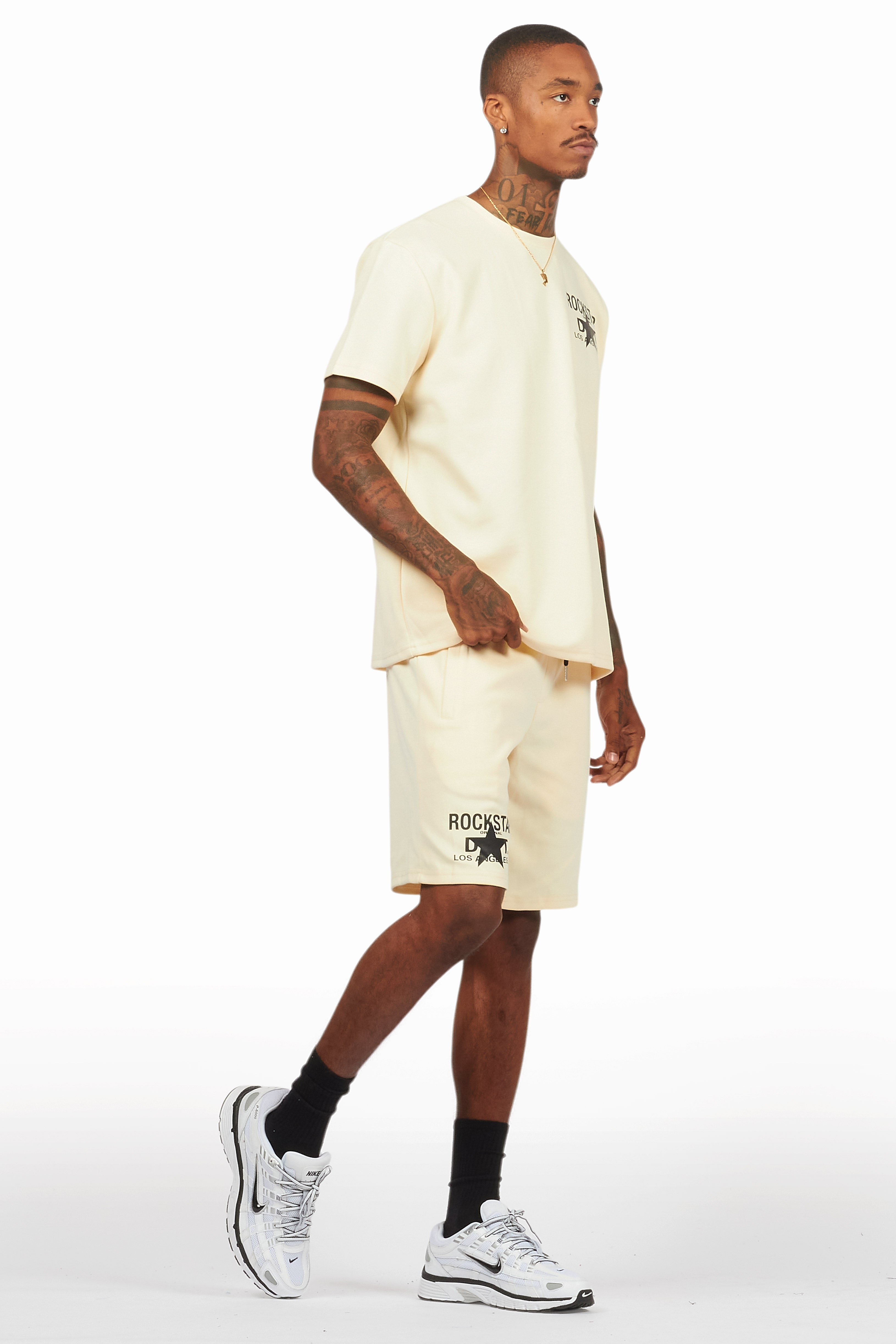 Lake Beige Graphic T-Shirt/Short Set