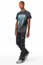 Hayden Black Super Stacked Flare Jean