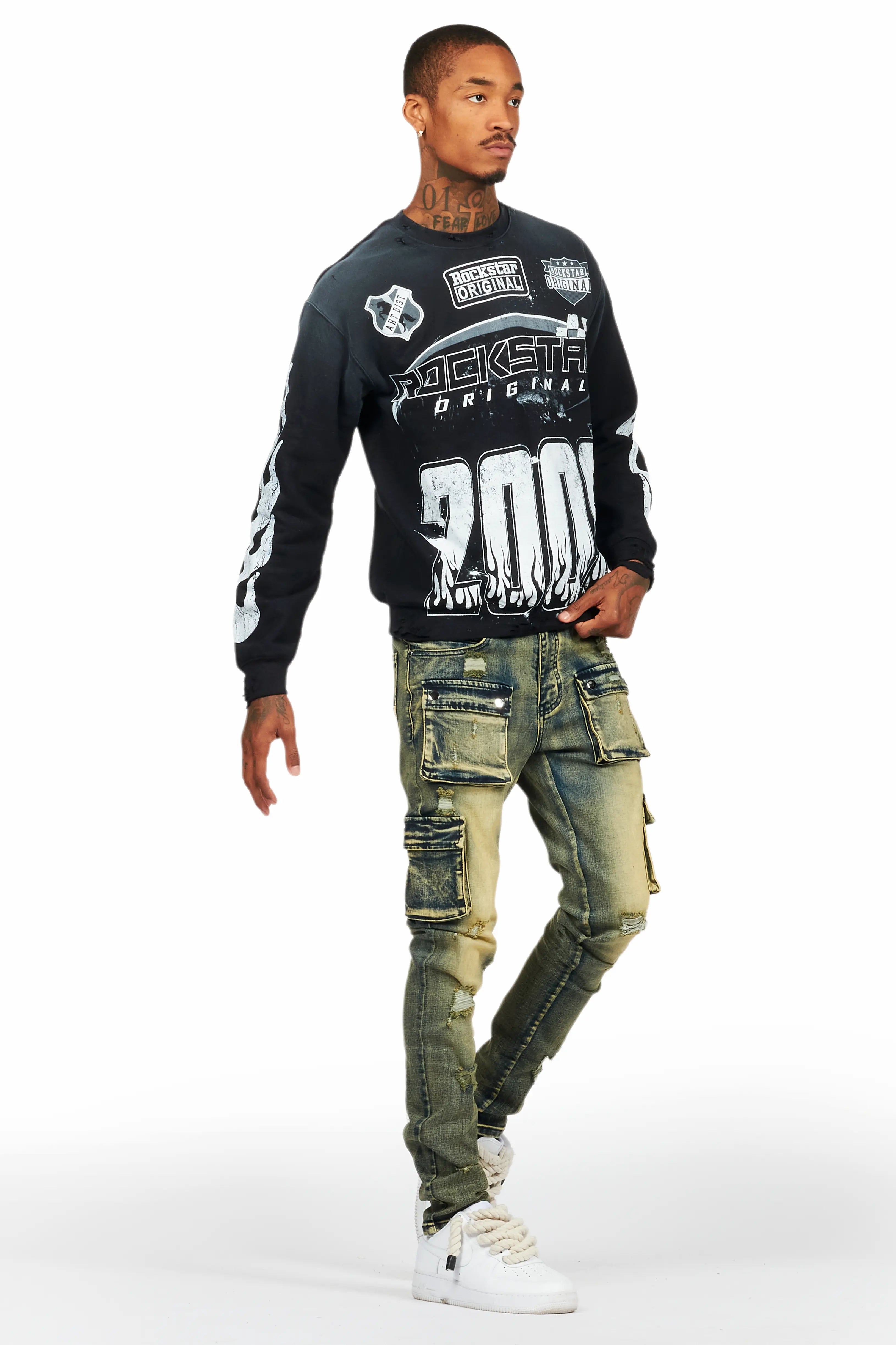 Amos Black/White Graphic Crewneck