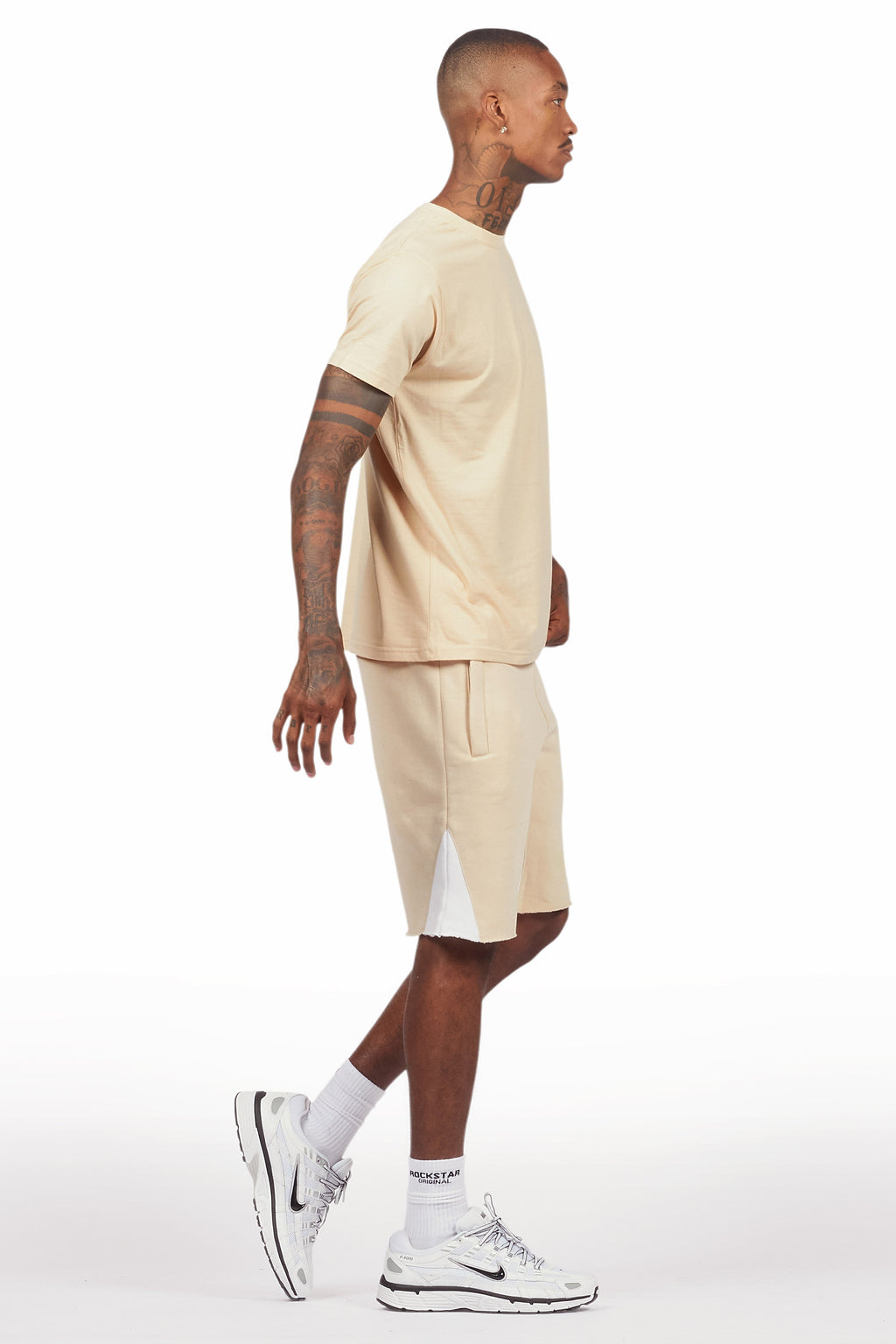 Sana Beige Relaxed T-Shirt/Short Set