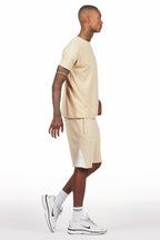 Sana Beige Relaxed T-Shirt/Short Set
