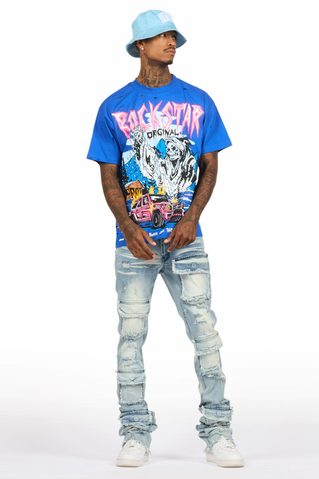 Kip Royal Blue Oversized Graphic T-Shirt