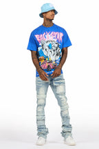 Kip Royal Blue Oversized Graphic T-Shirt