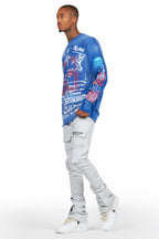 Gabin Royal Blue Graphic Crewneck