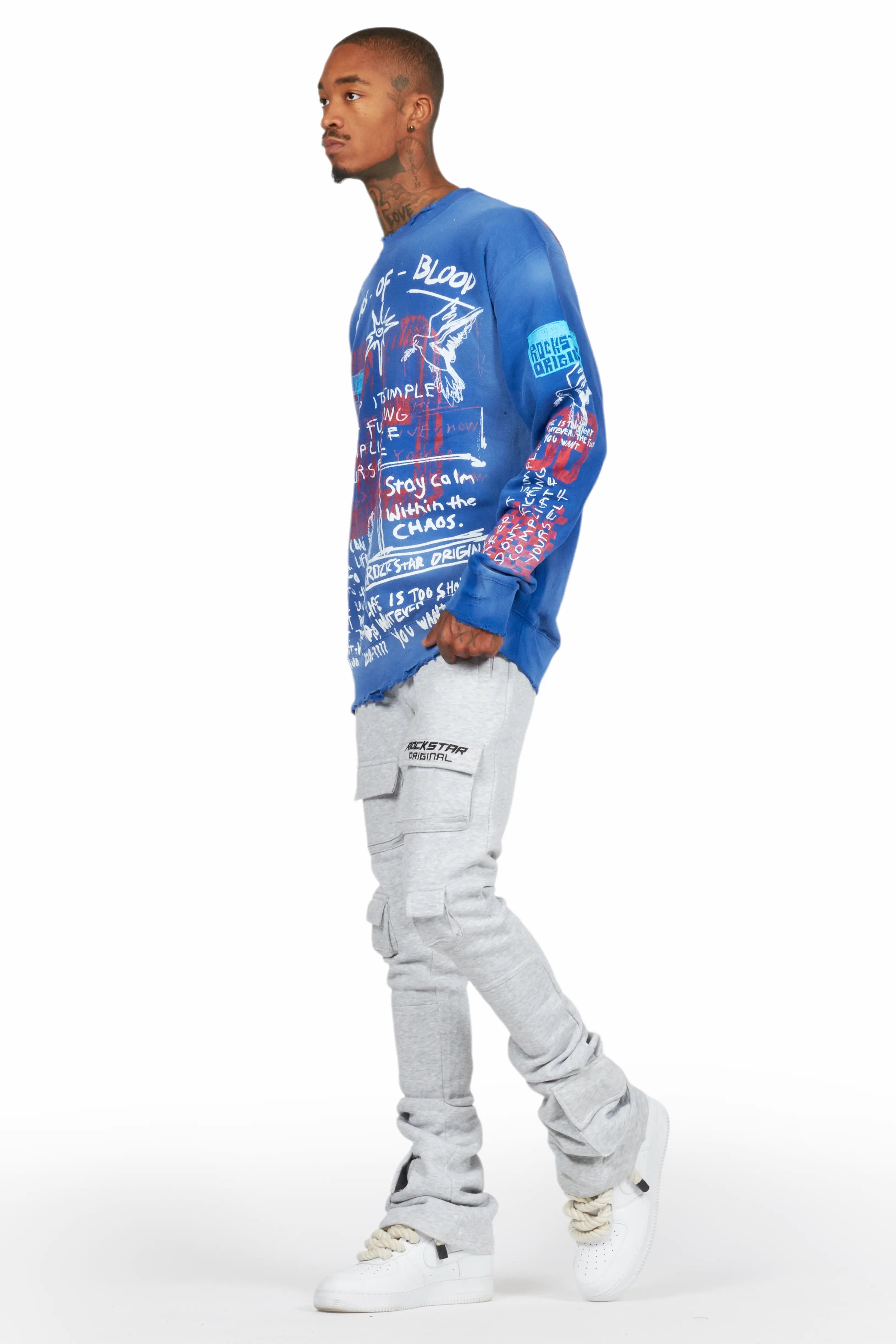 Gabin Royal Blue Graphic Crewneck
