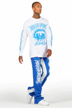 All Seeing Eyes White/Royal Long Sleeve T-Shirt/Baggy Pant Set