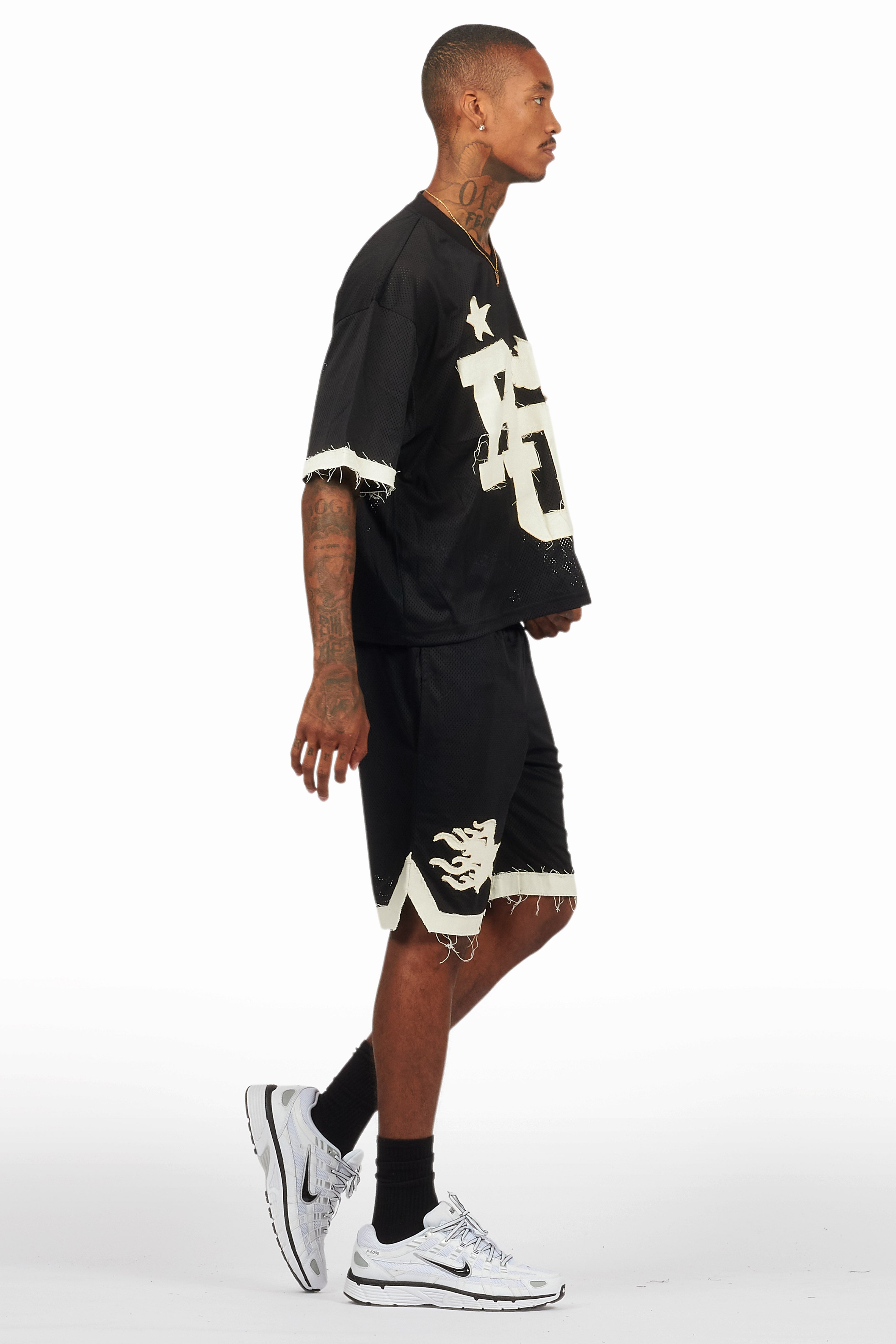 Pluton Black Mesh T-Shirt/Short Set