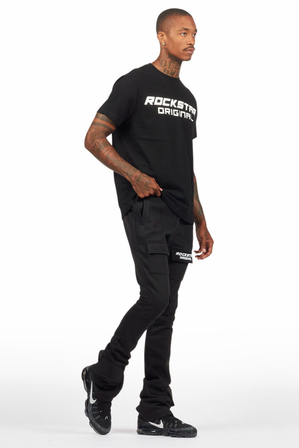 Connor Black T-Shirt/Stacked Flare Track Set