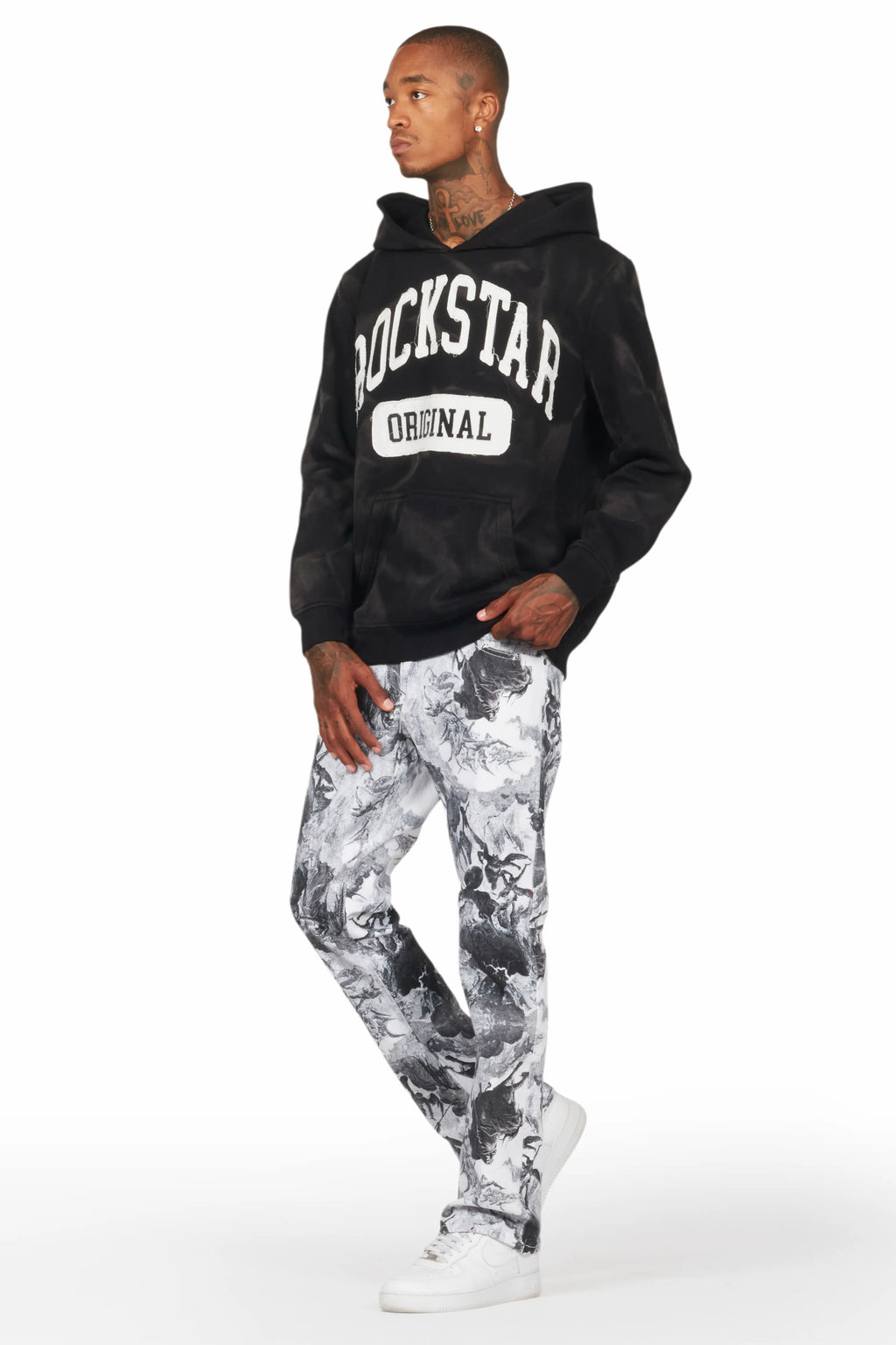 Member Black Patchwork Graphic Hoodie