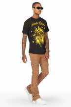 Conrad Beige Stacked Flare Jean