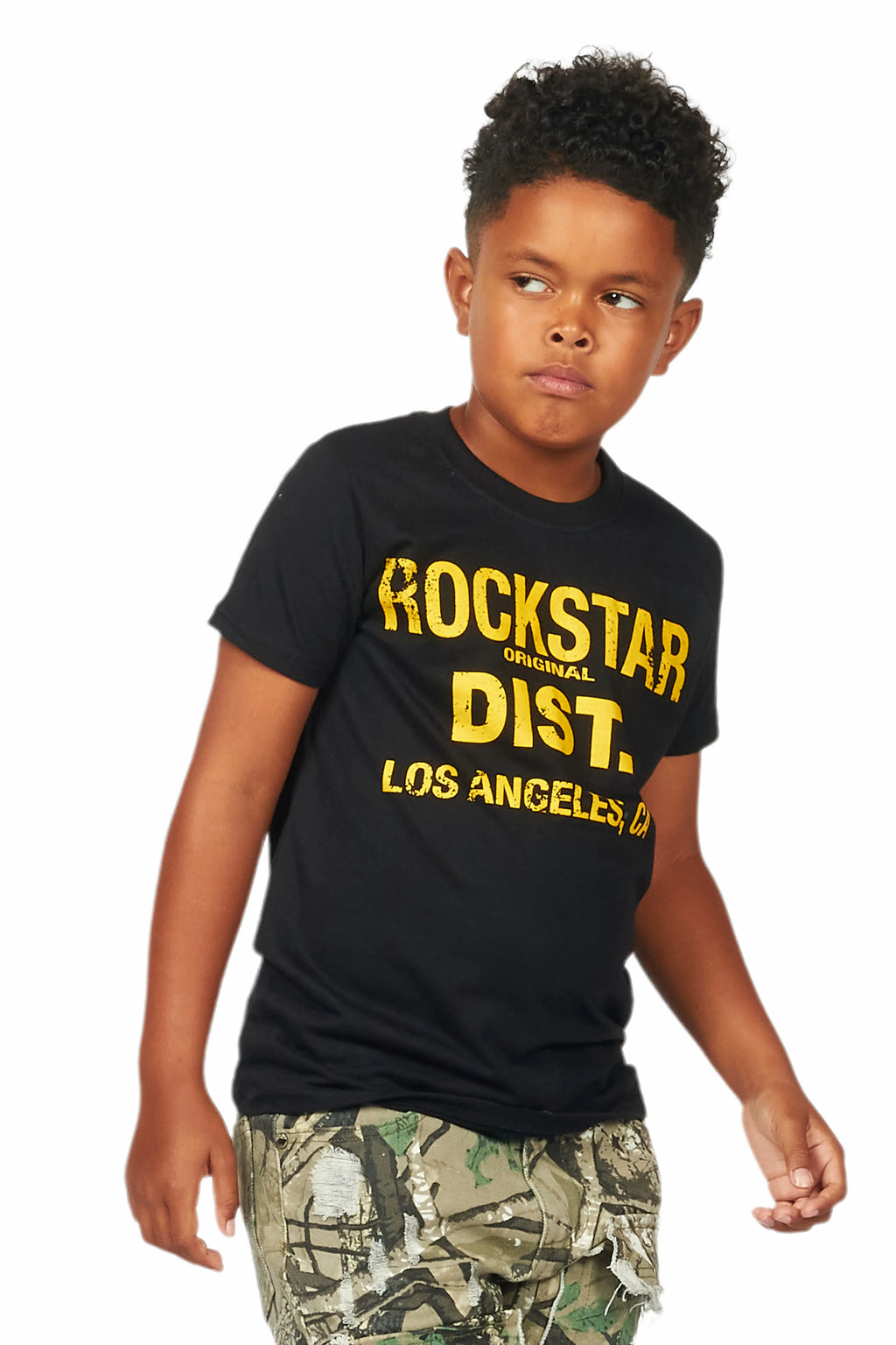 Boys Koen Black/Yellow Graphic T-Shirt