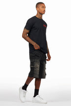 Dayte Nite Black/Red T-Shirt/Denim Short Set