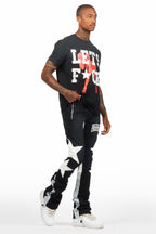 Pacino Black/Grey T-Shirt/Stacked Flare Track Set