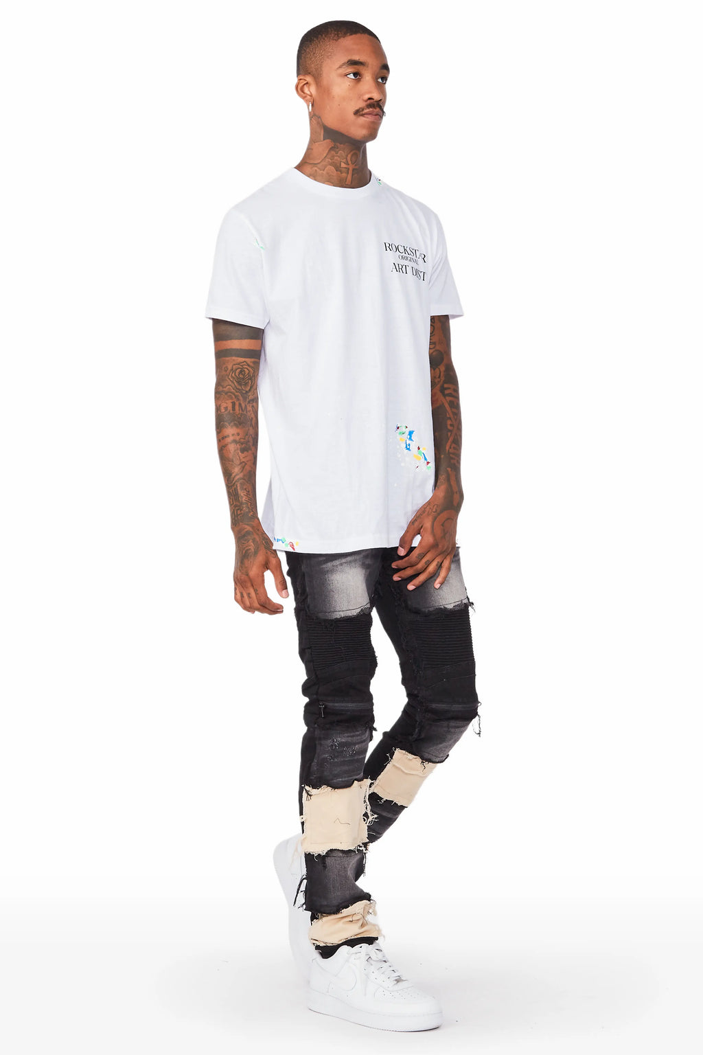 Edric Black Patchwork Biker Jean