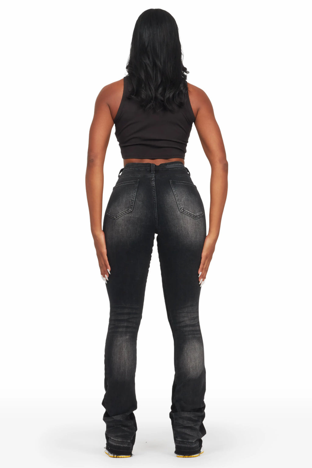 Jazminn Black Wash Stacked Flare Jean