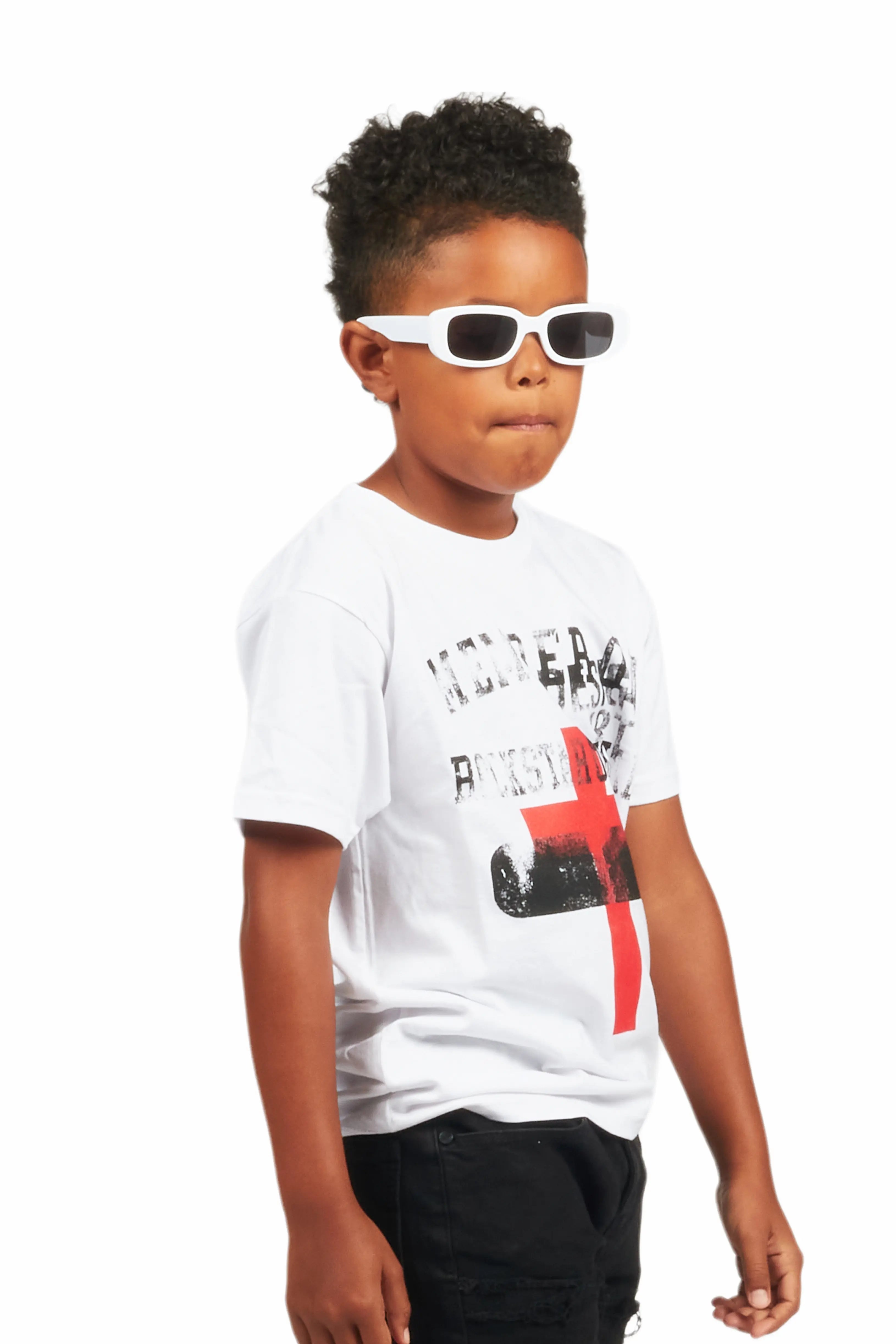 Boys Alaric White/Red Graphic T-Shirt