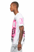 Grill White/Pink Graphic Oversized T-Shirt
