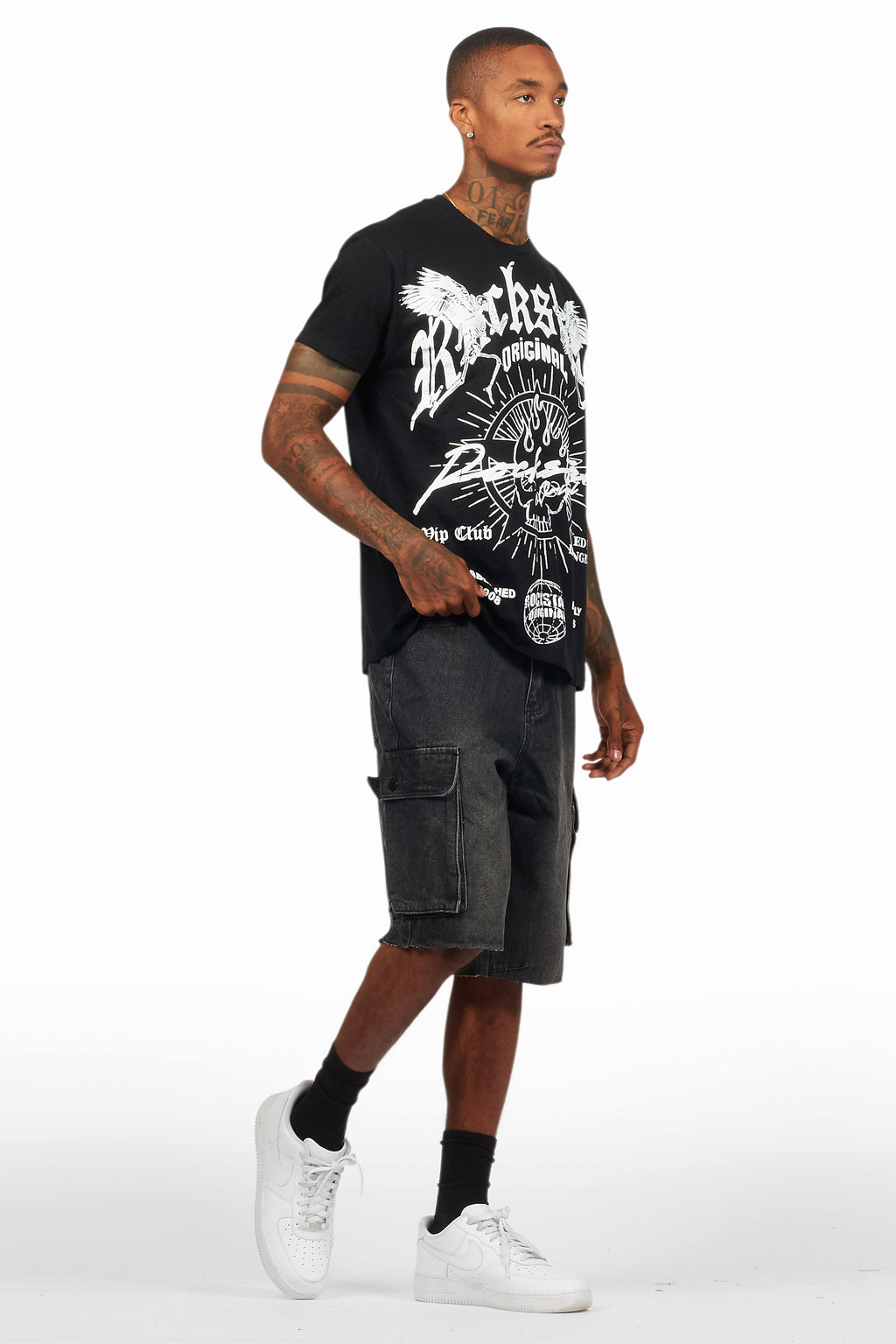 Tally Black T-Shirt/Denim Short Set