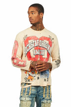 Jesus Crayon Beige Long Sleeve Graphic T-Shirt