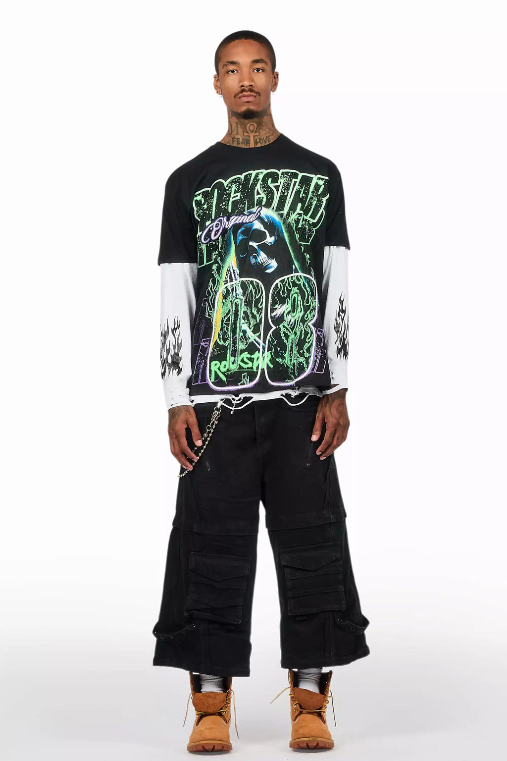 Three Maxi Jet Black Baggy Fit Jean