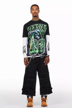 Three Maxi Jet Black Baggy Fit Jean