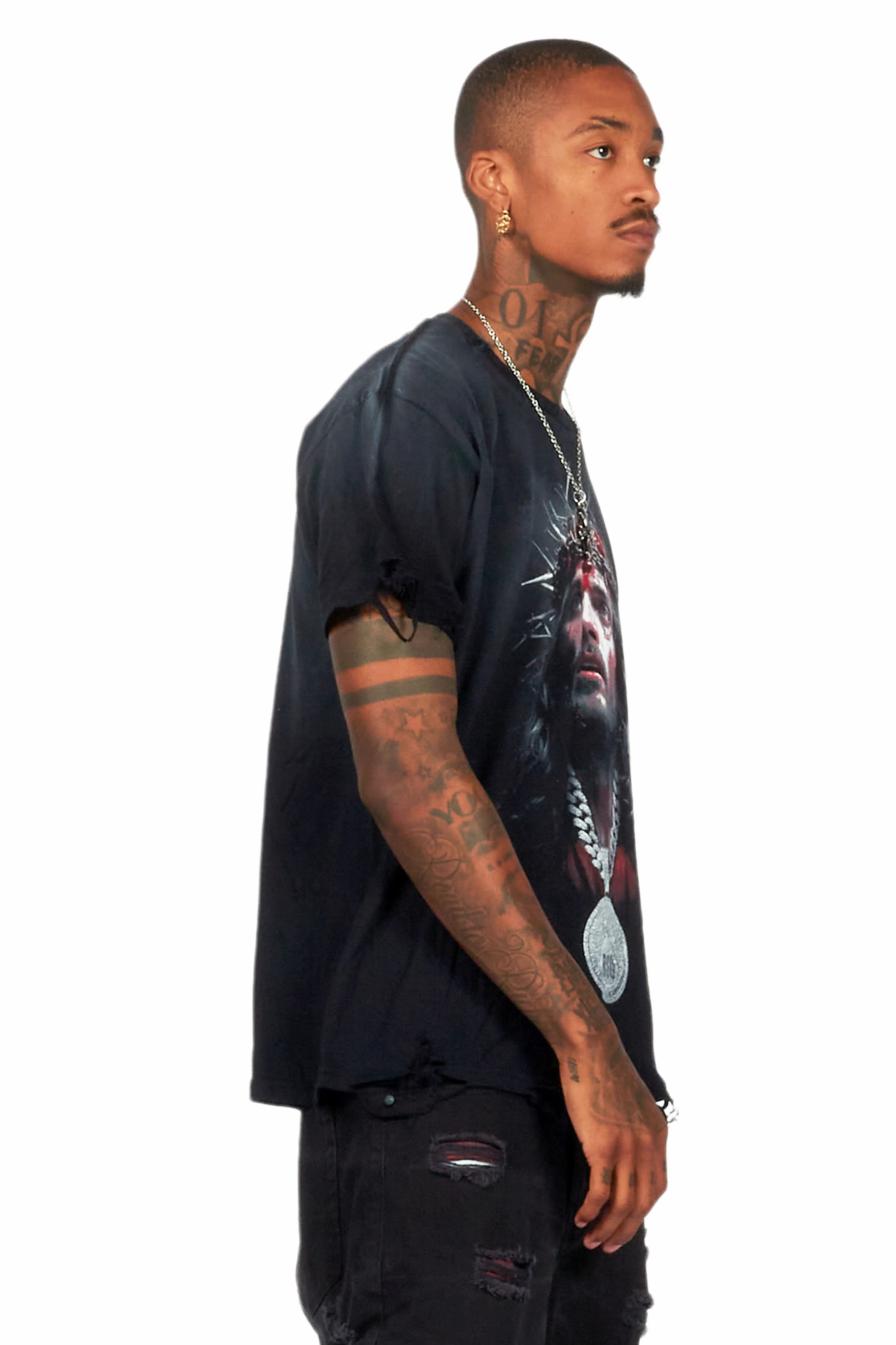 Amina Black Oversized Graphic T-Shirt