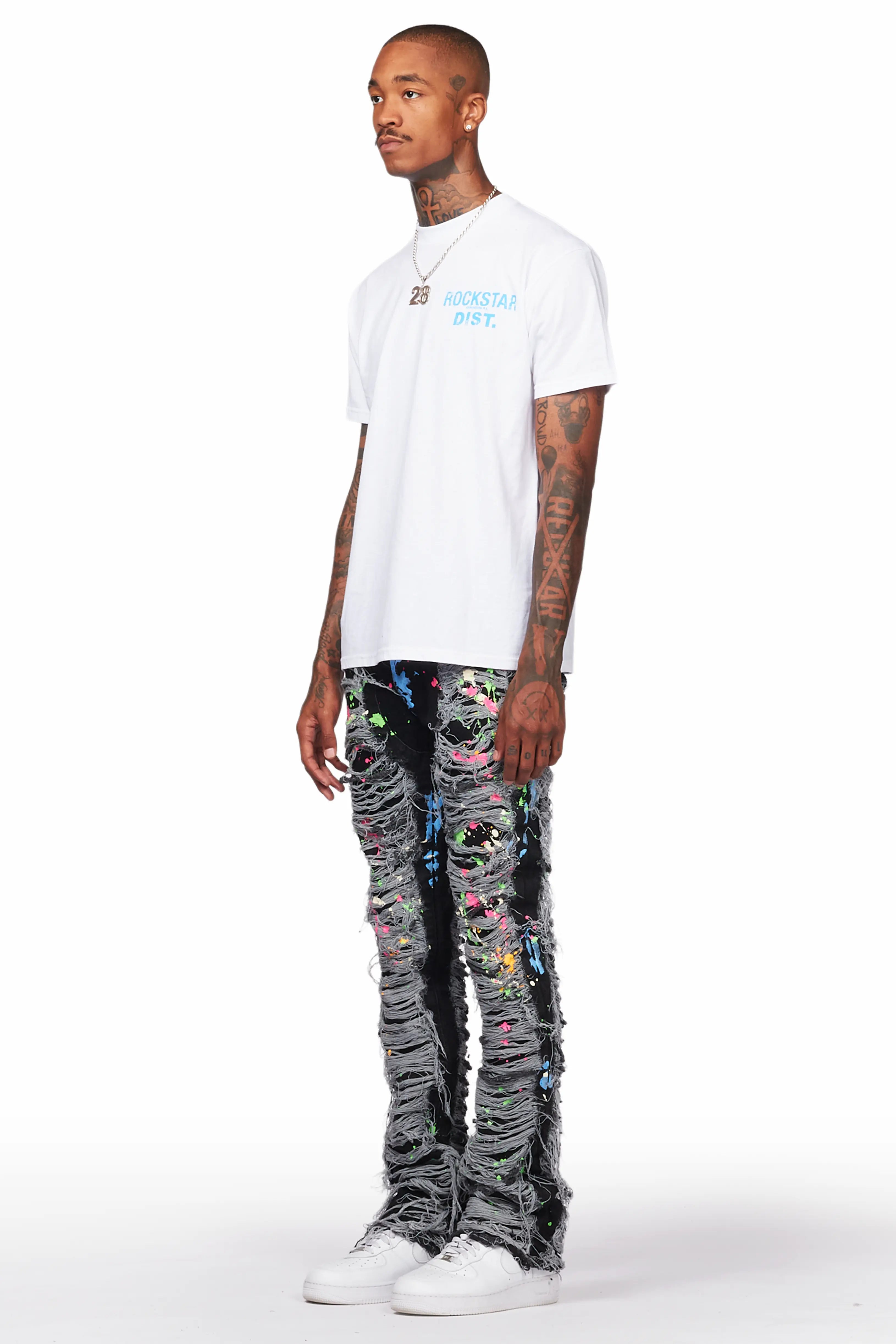 Leigh Black Painter Stacked Flare Jean