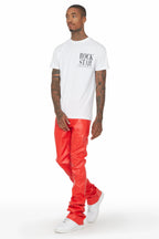 Ricky Red Super Stacked Faux Leather Pant