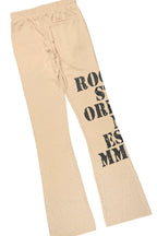 Borya Beige Rhinestone T-Shirt/Baggy Stacked Track Set