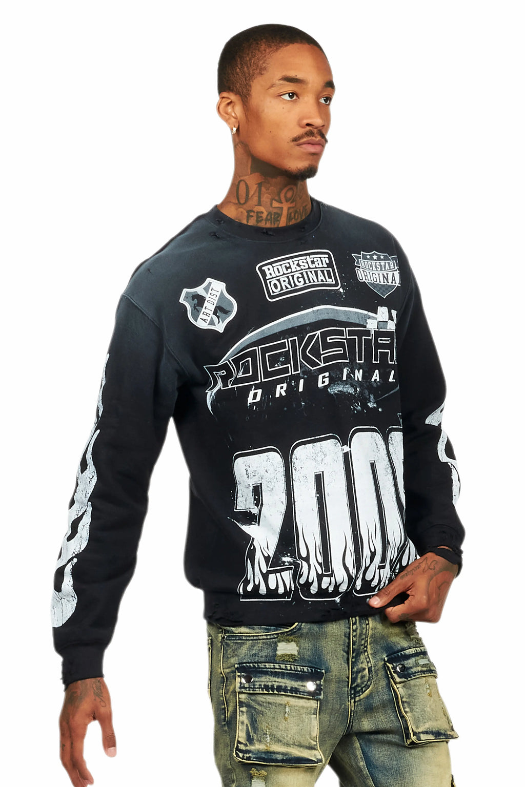 Amos Black/White Graphic Crewneck