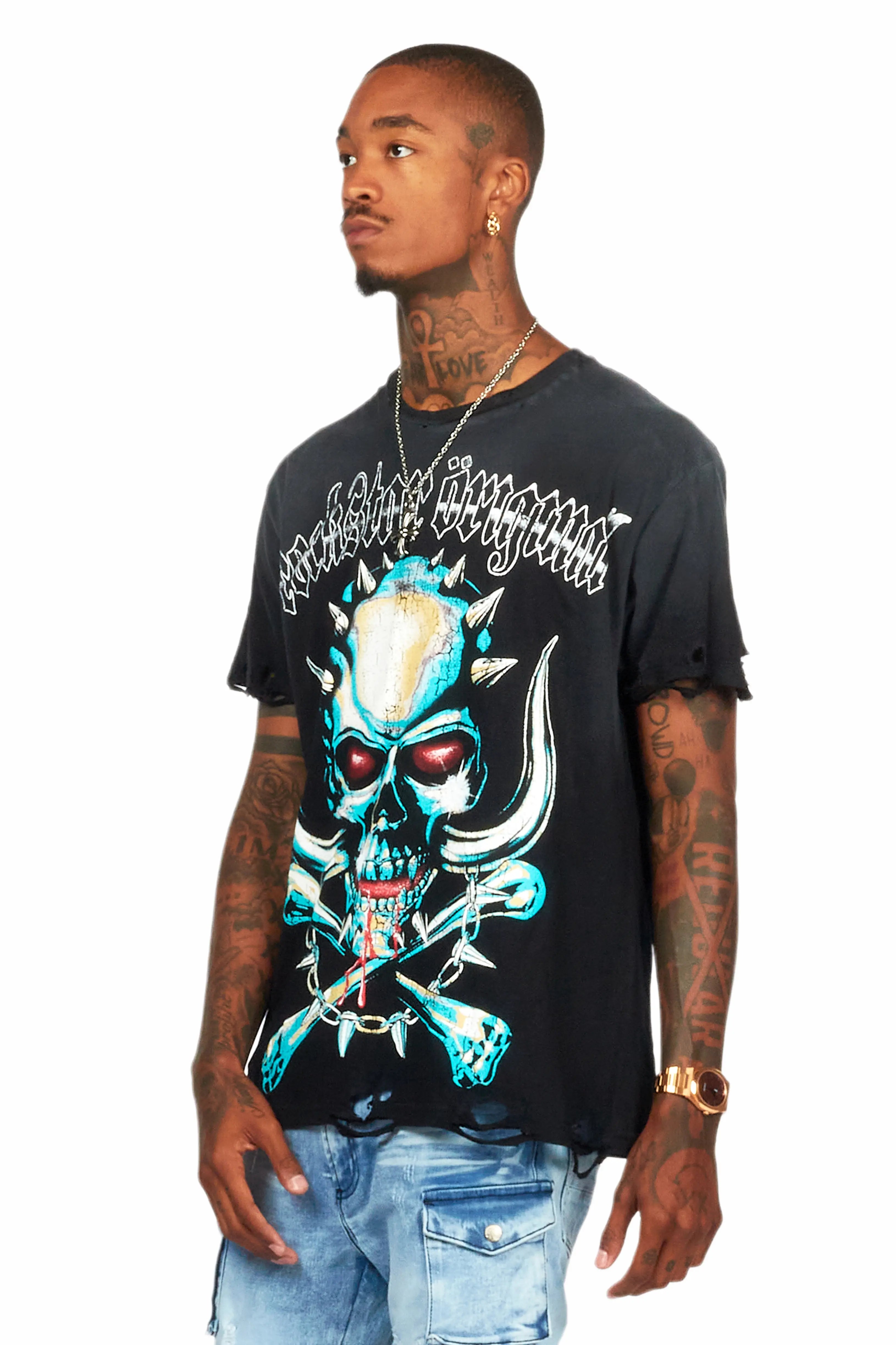 Inner Luv Black Oversized Graphic T-Shirt