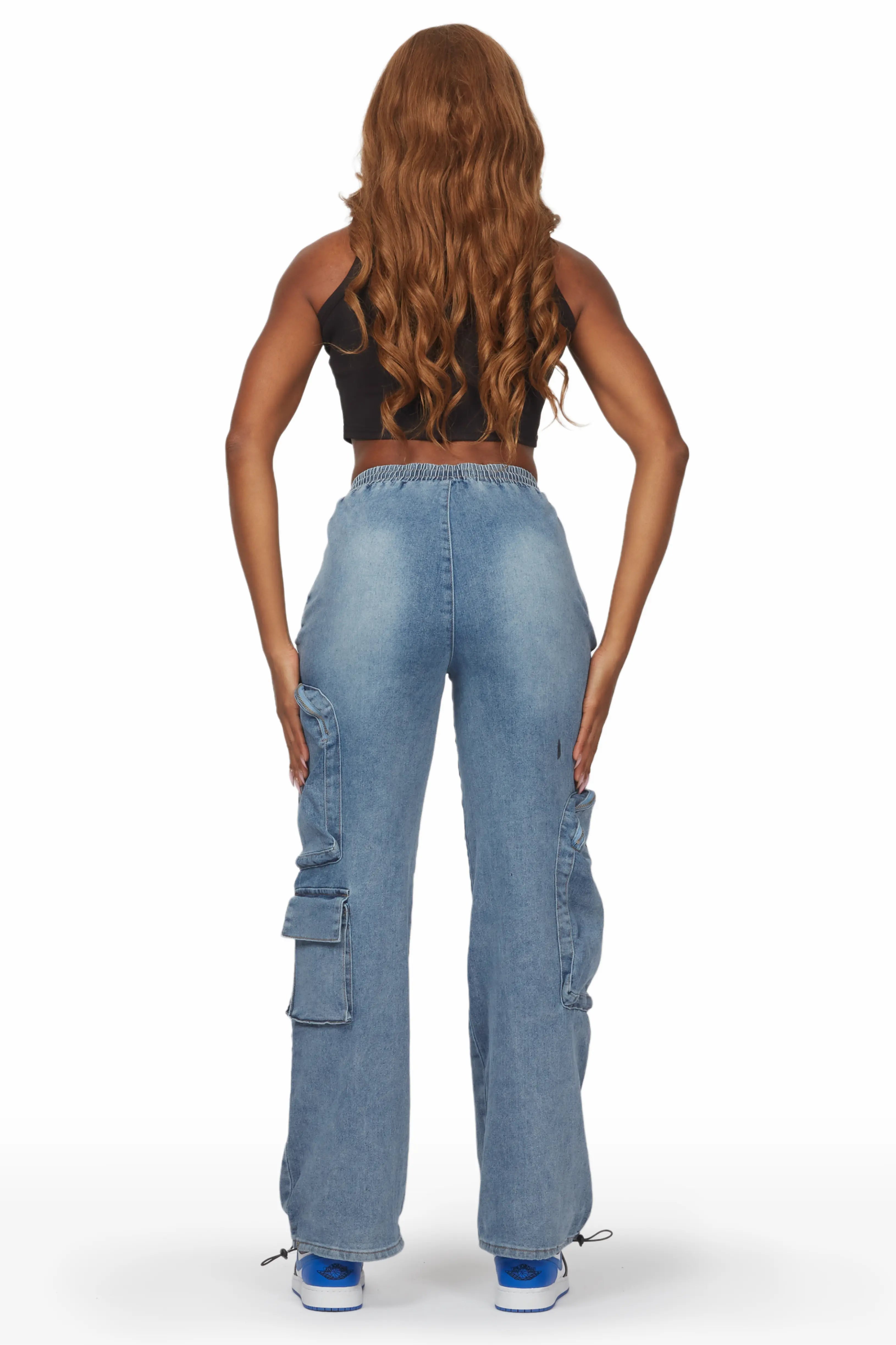 Kailynn Light Wash Painted Cargo Jean
