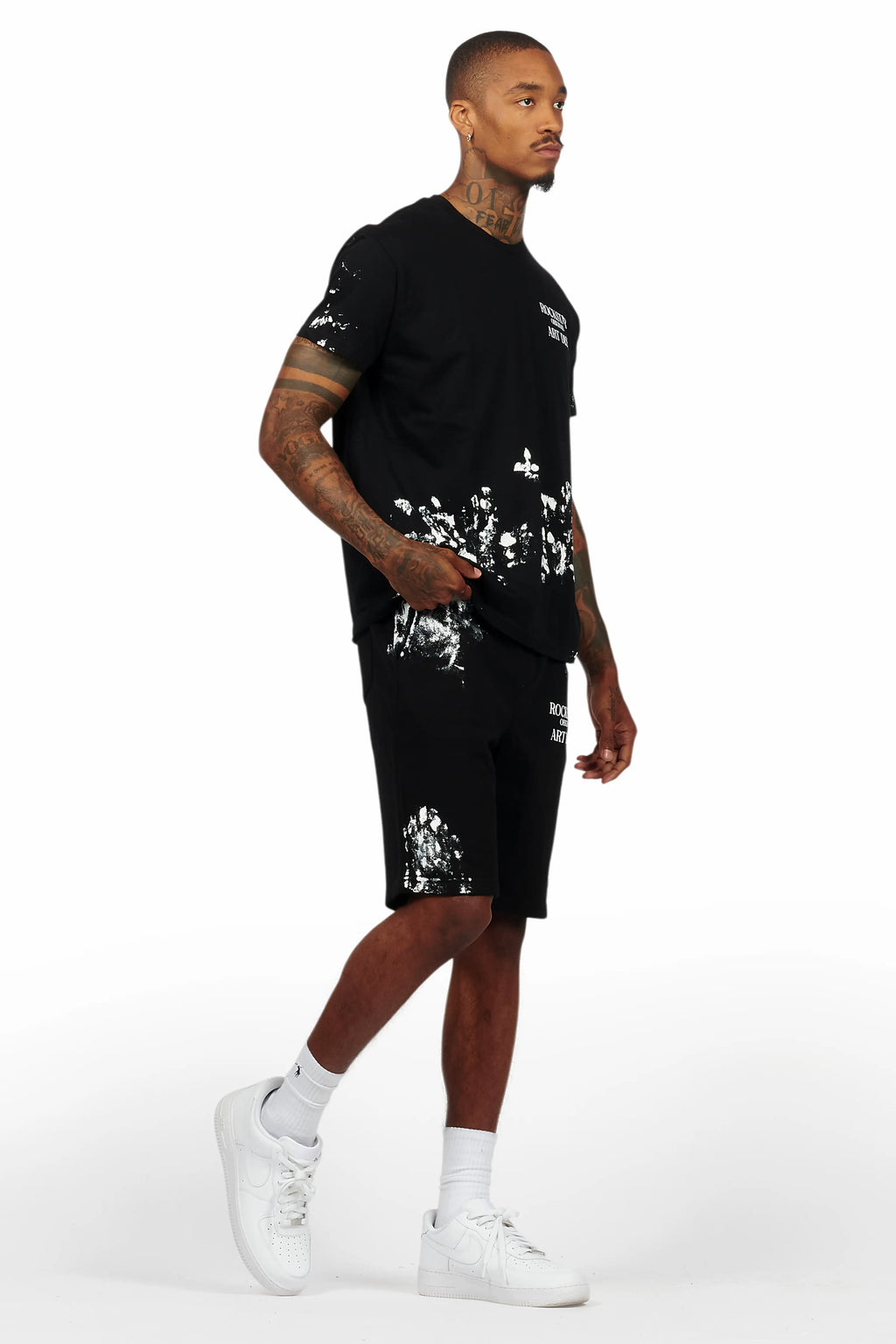 Filip Black Graphic T-Shirt Short Set