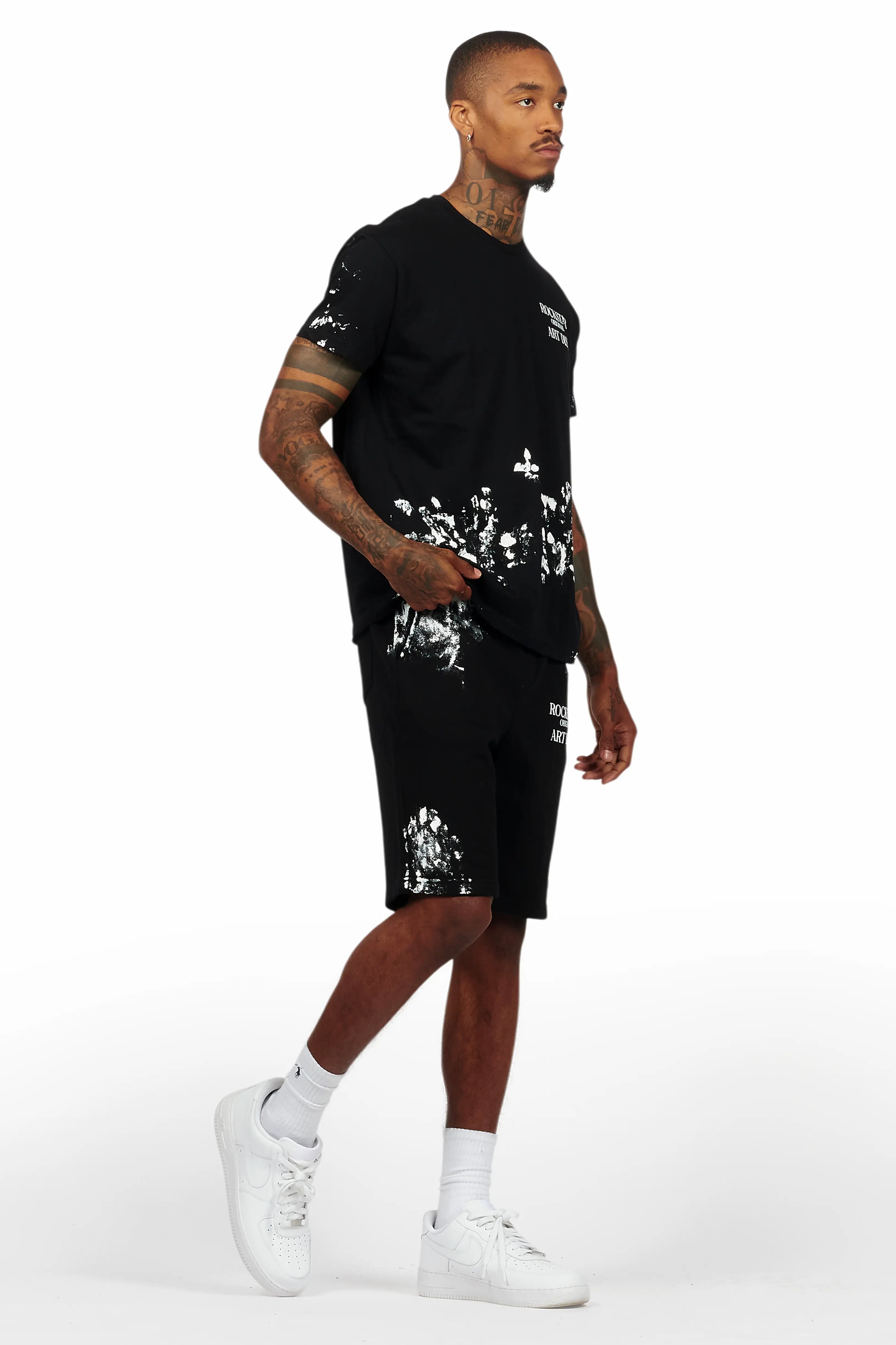 Filip Black Graphic T-Shirt Short Set