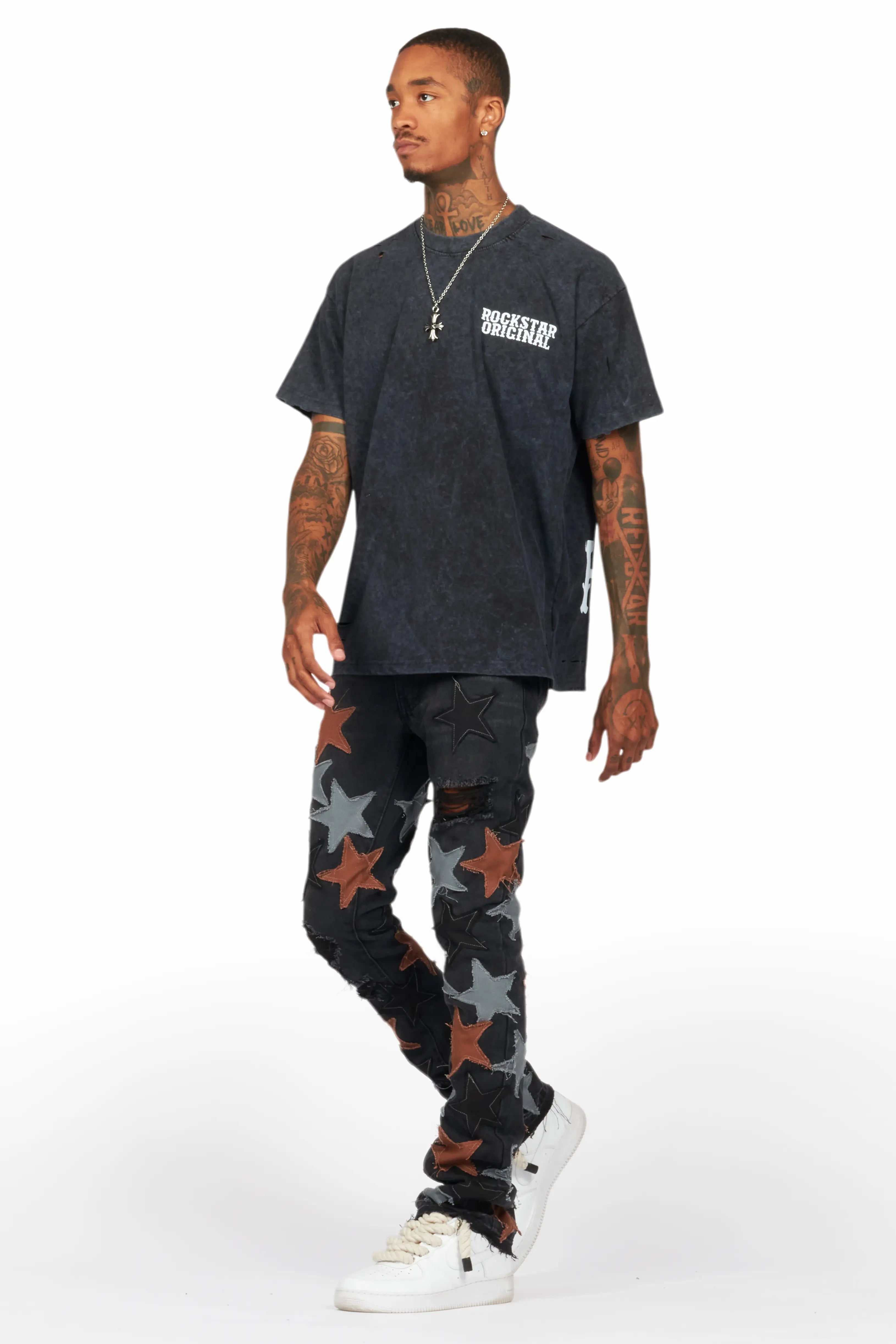 StarLane Black Stacked Flare Jean