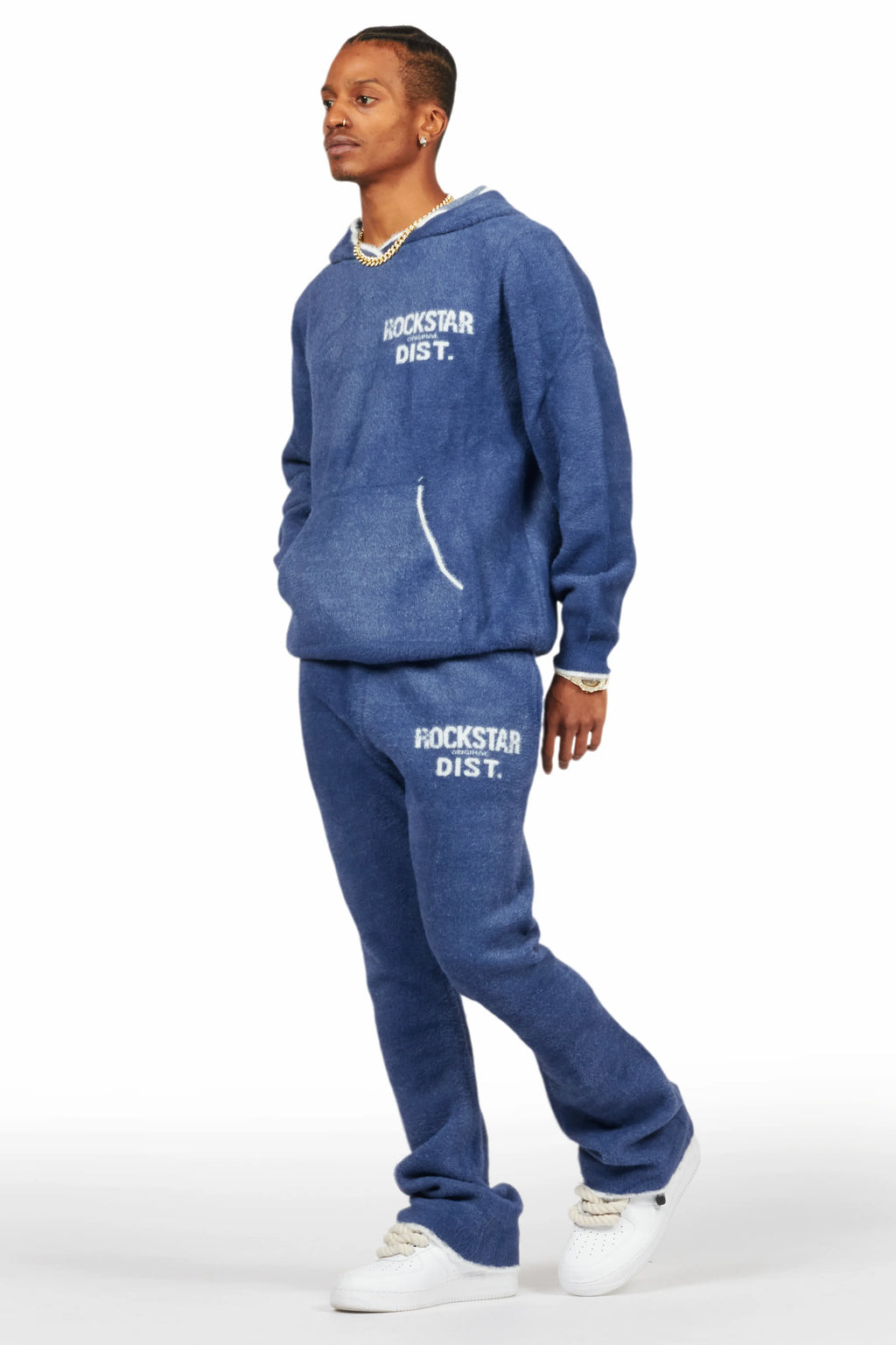 Lake Navy Mohair Knit Track Set