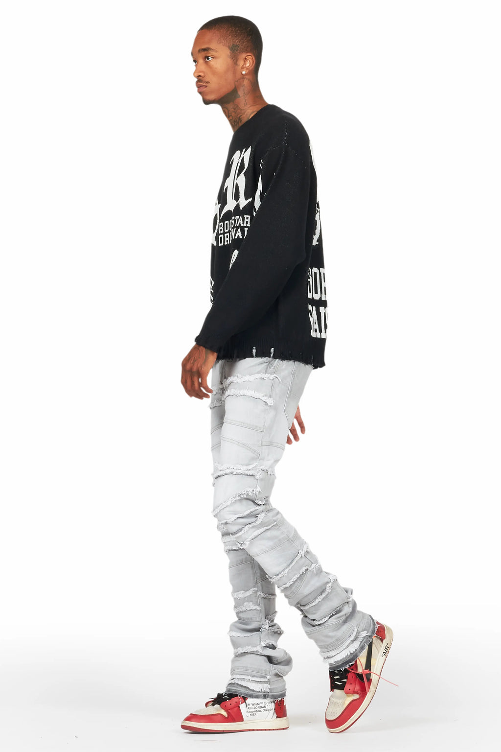 Franko Light Grey Stacked Flare Jean