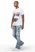 Misael Blue Painter Super Stacked Flare Jean