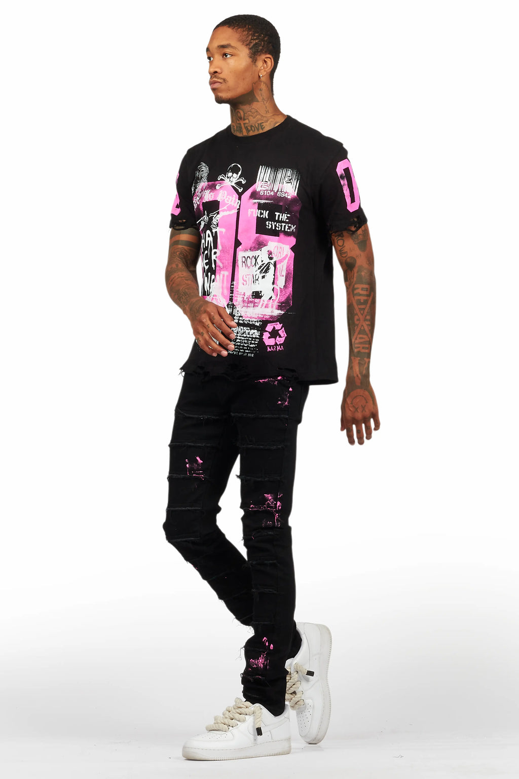 Grill Black/Pink T-Shirt/Slim Fit Jean Set