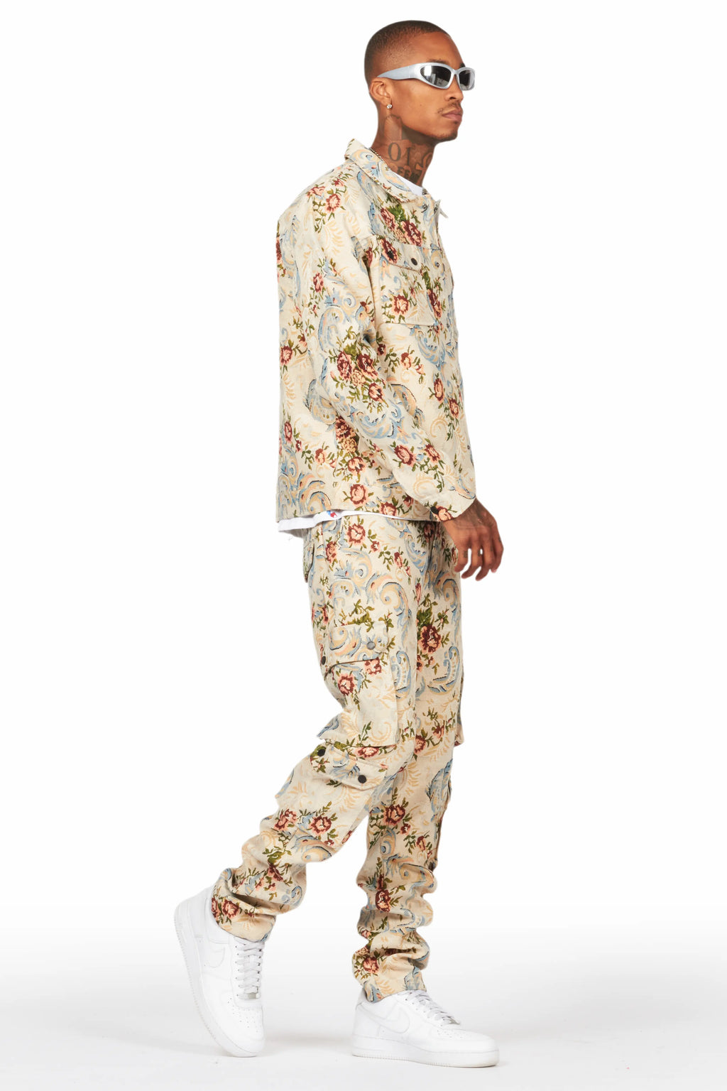 Kader Beige Multi Tapestry Cargo Jean