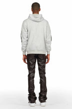 Petrus Brown PU Stacked Flare Leather Jean