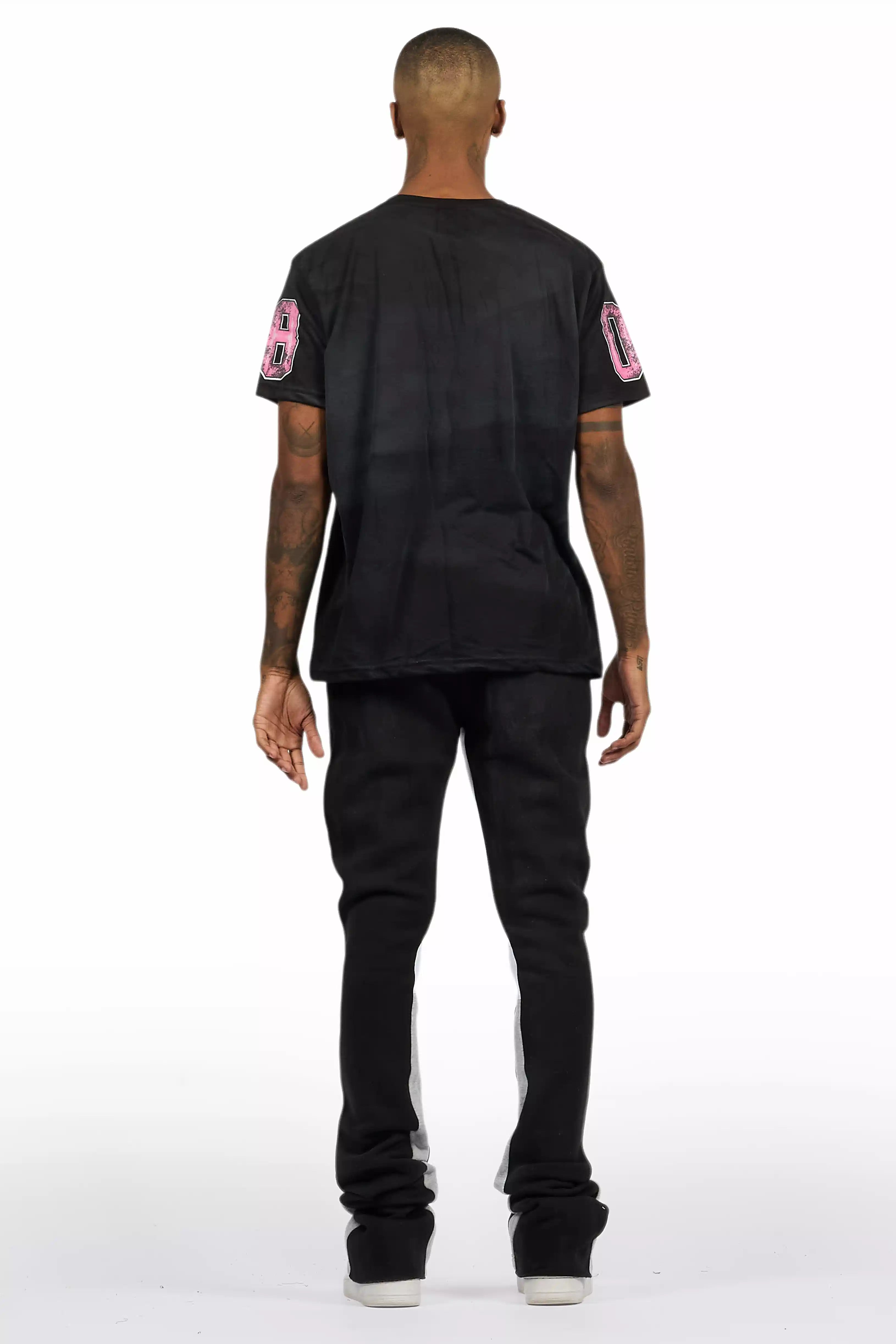 Fields Black/Pink T-Shirt/Stacked Flare Track Set