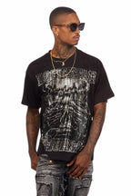 Aithan Black/Grey Graphic Rhinestone T-Shirt