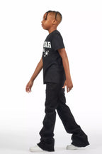 Boys Dag Jet Black Stacked Flare Jean