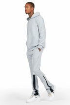 Basic Heather Grey Hoodie/Stacked Flare Track Set