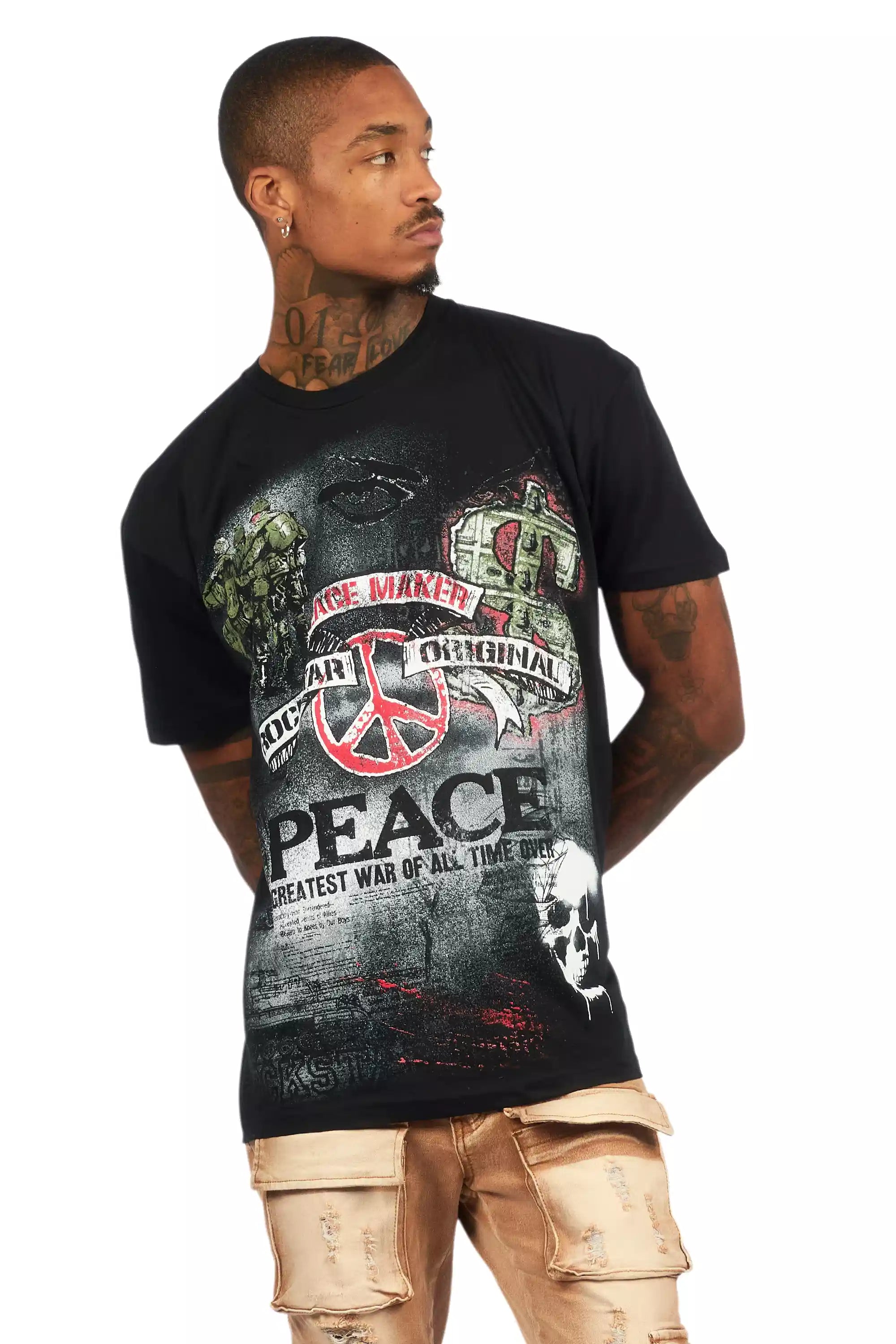 Saeko Black/Multi Oversized Graphic T-Shirt